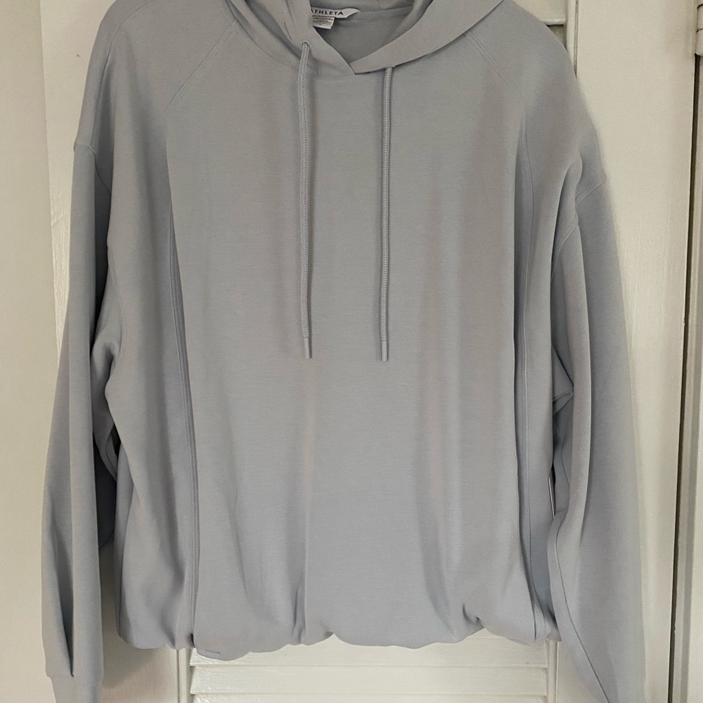 Athleta Sea Soft Bubble Hem Hoodie snowfall blue large nwt